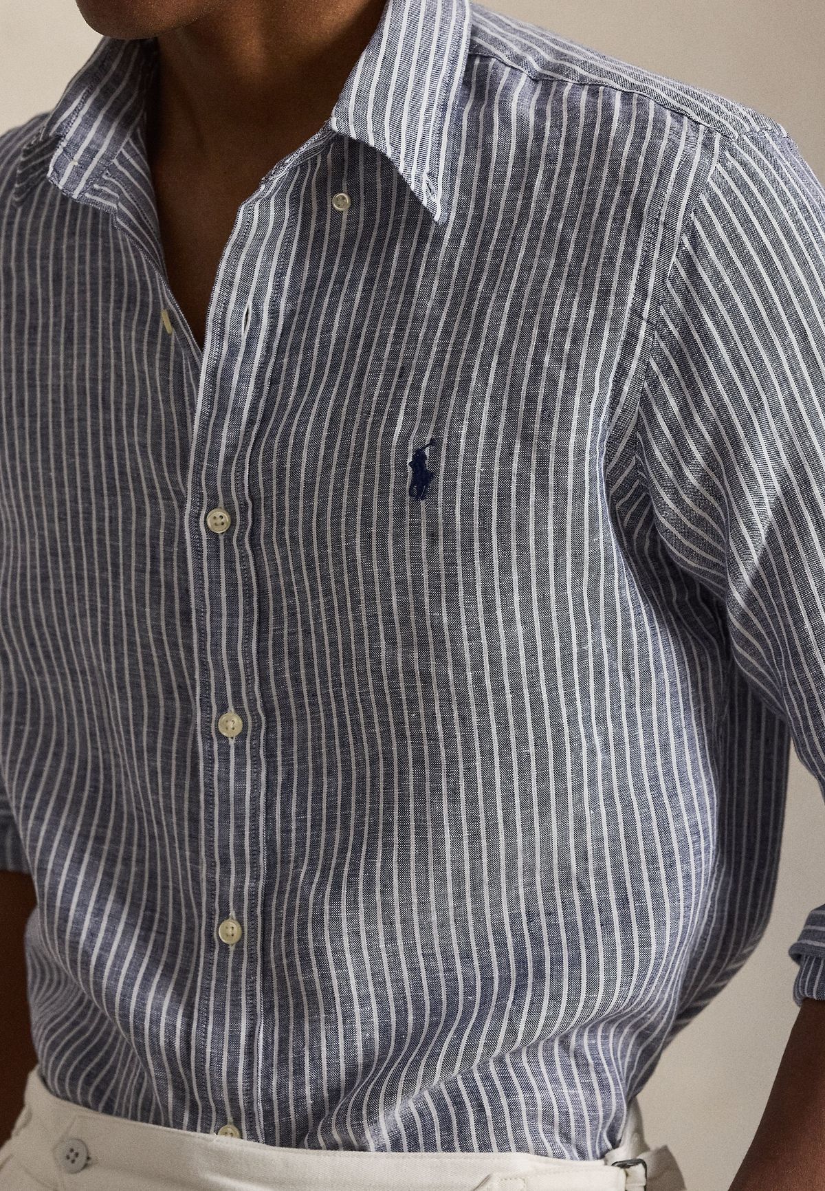 Polo Ralph Lauren LINEN LONG SLEEVE SPORT - Shirt - new classic navy white.