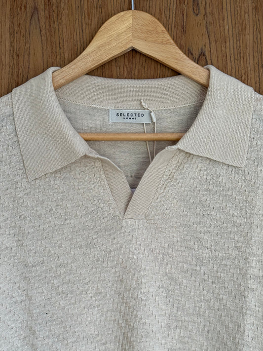 Selected Homme Knitted Polo - Cream