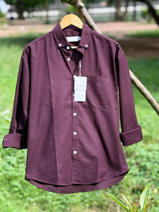 Drop Shoulder Oxford (Deep Plum)