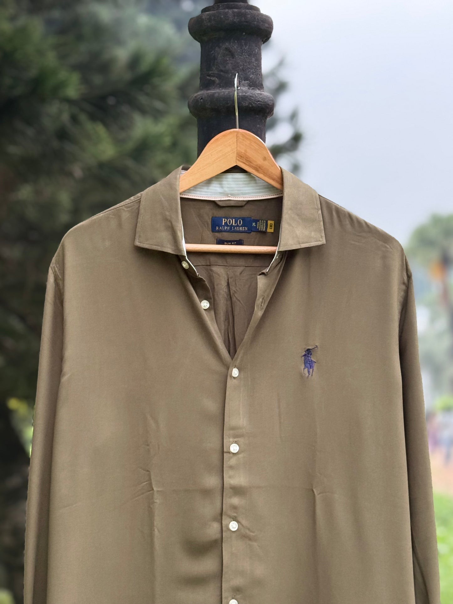 Earthy Olive Green Minimalist Casual Shirt