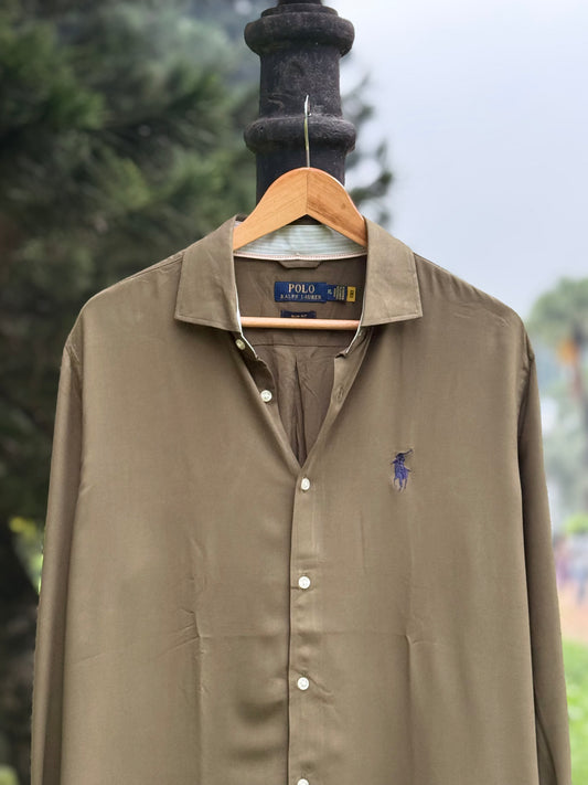 Earthy Olive Green Minimalist Casual Shirt