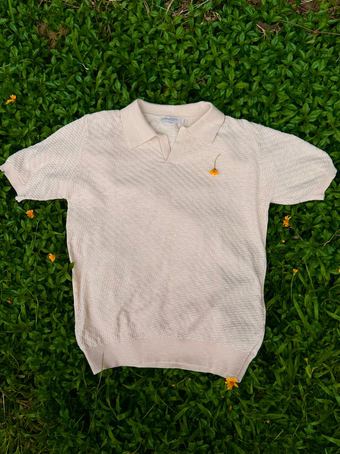 Selected Homme Knitted Polo - Cream