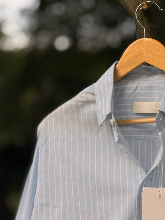 Gentle Stripe Shirt-Cloud Blue