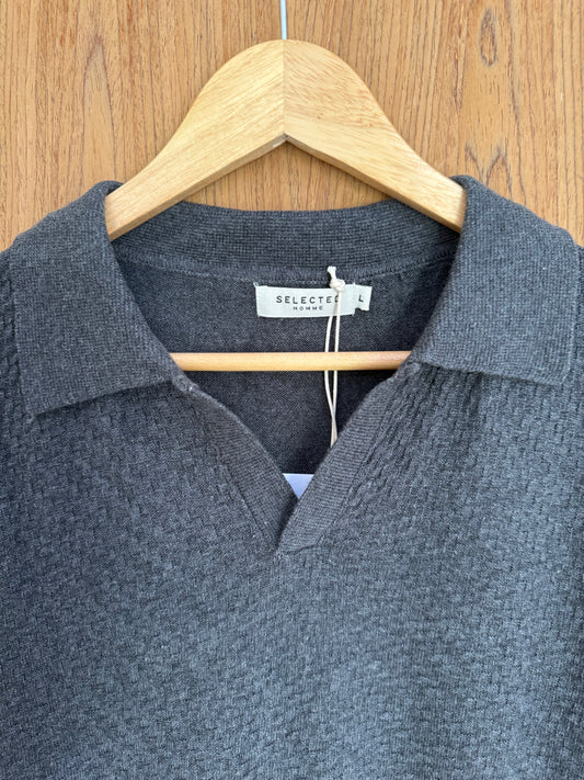 Selected Homme Knitted Polo - Deep Ash