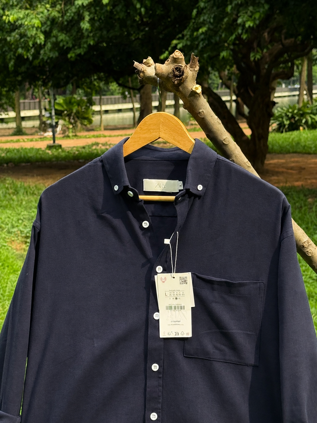 Drop Shoulder Oxford (Charcoal Blue)