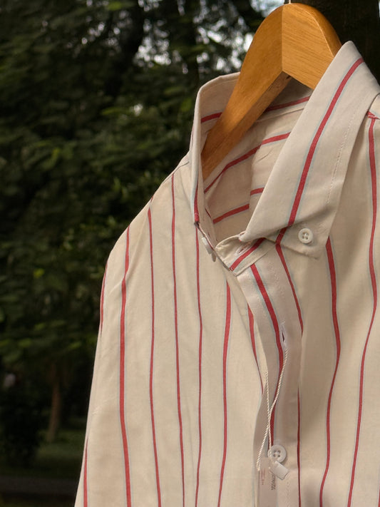 Gentle Stripe Shirt- Red Pinstripes