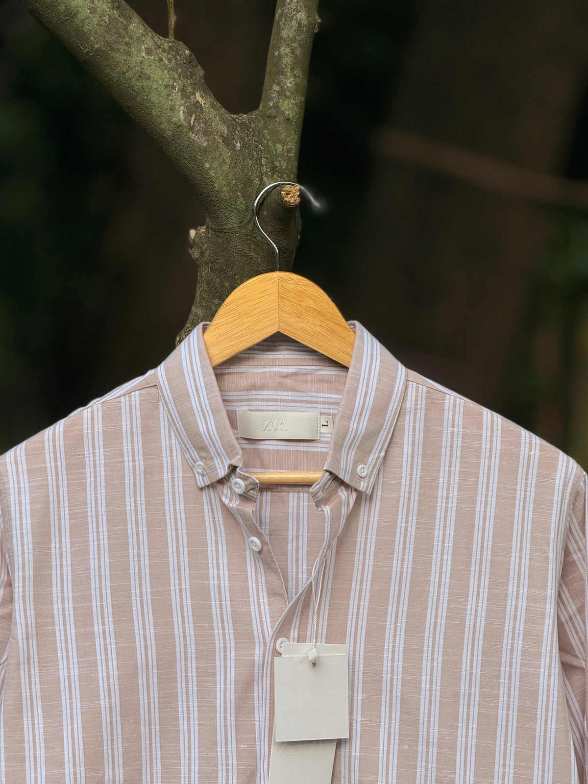 Gentle Stripe Shirt- Camel Beige