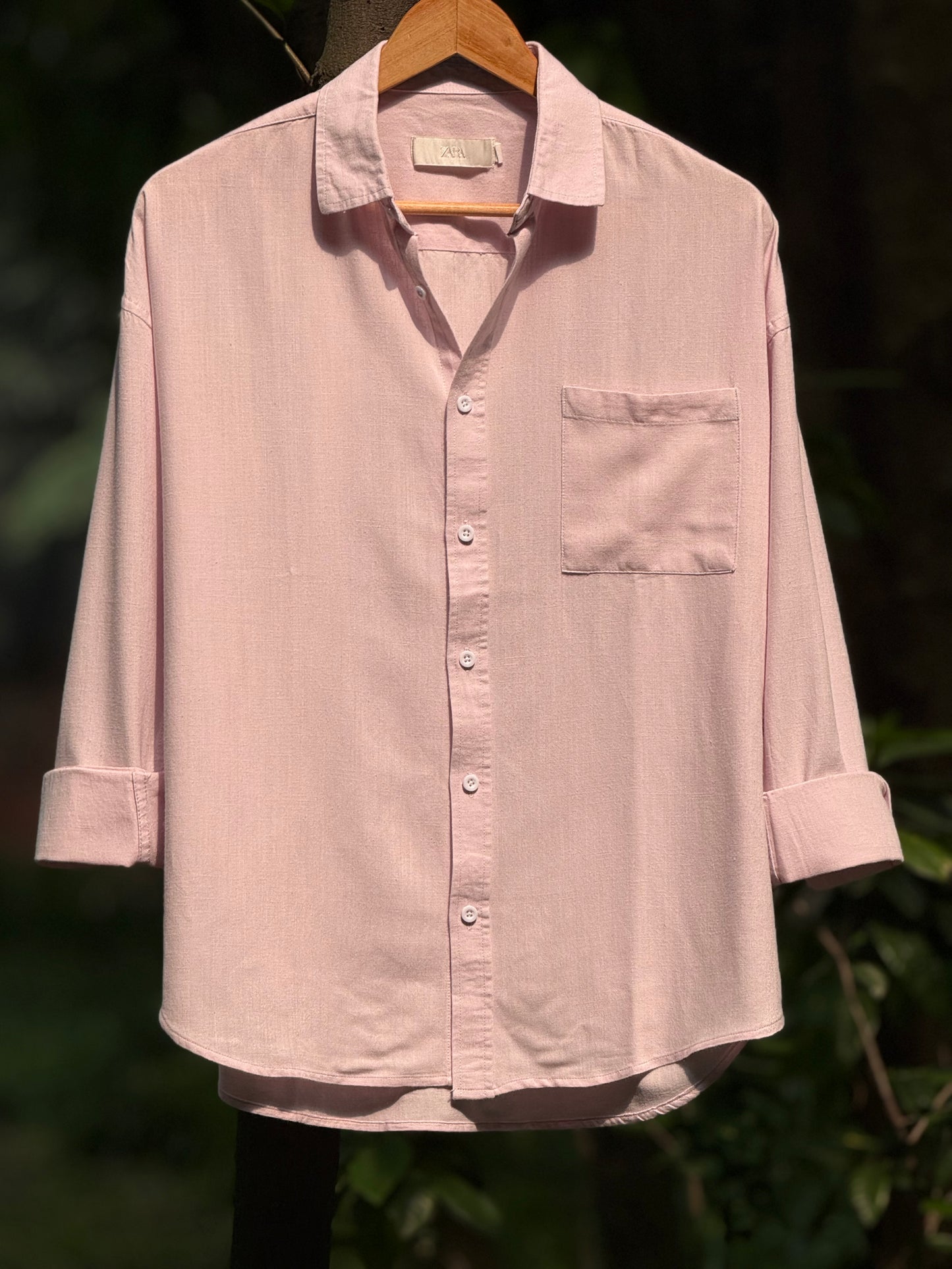 Signature Drop-Shoulder Remi-Cotton Shirt - Baby Pink