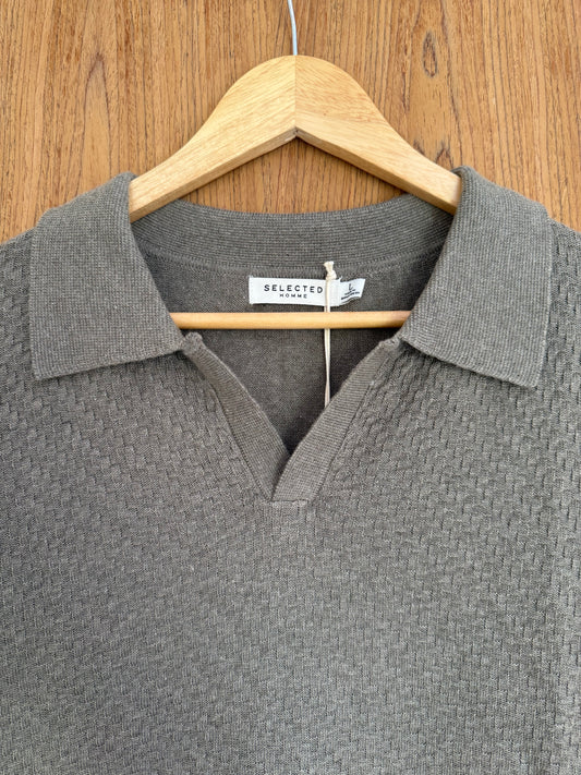 Selected Homme Knitted Polo - Muted Ash