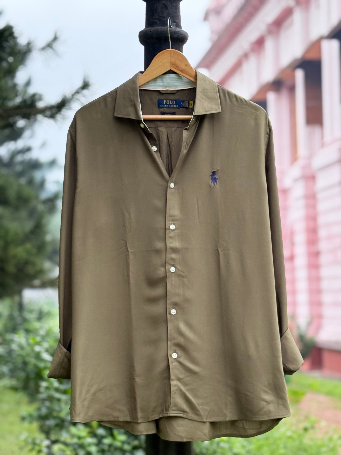 Earthy Olive Green Minimalist Casual Shirt